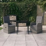 Set Mobili da Pranzo da Giardino con Cuscini 3 pz Grigio cod mxl 40999