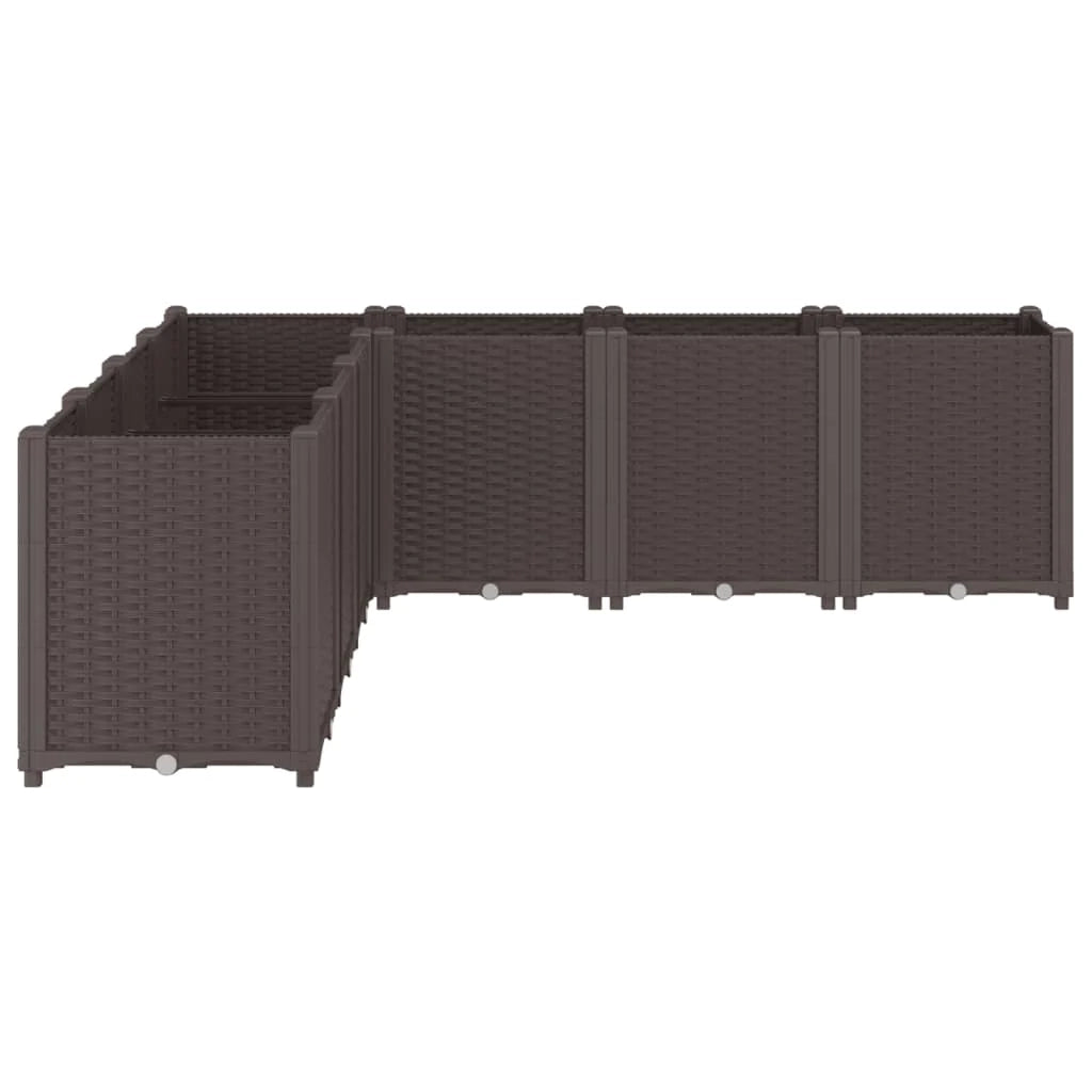 Fioriera rialzata per piante fiori terrazza giardino 160 x 160 x 53 cm polipropilene marrone 02_0037457