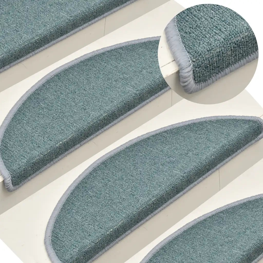 Tappetini per scale 30 pz 56x17x3 cm Blu mare Semicircolari