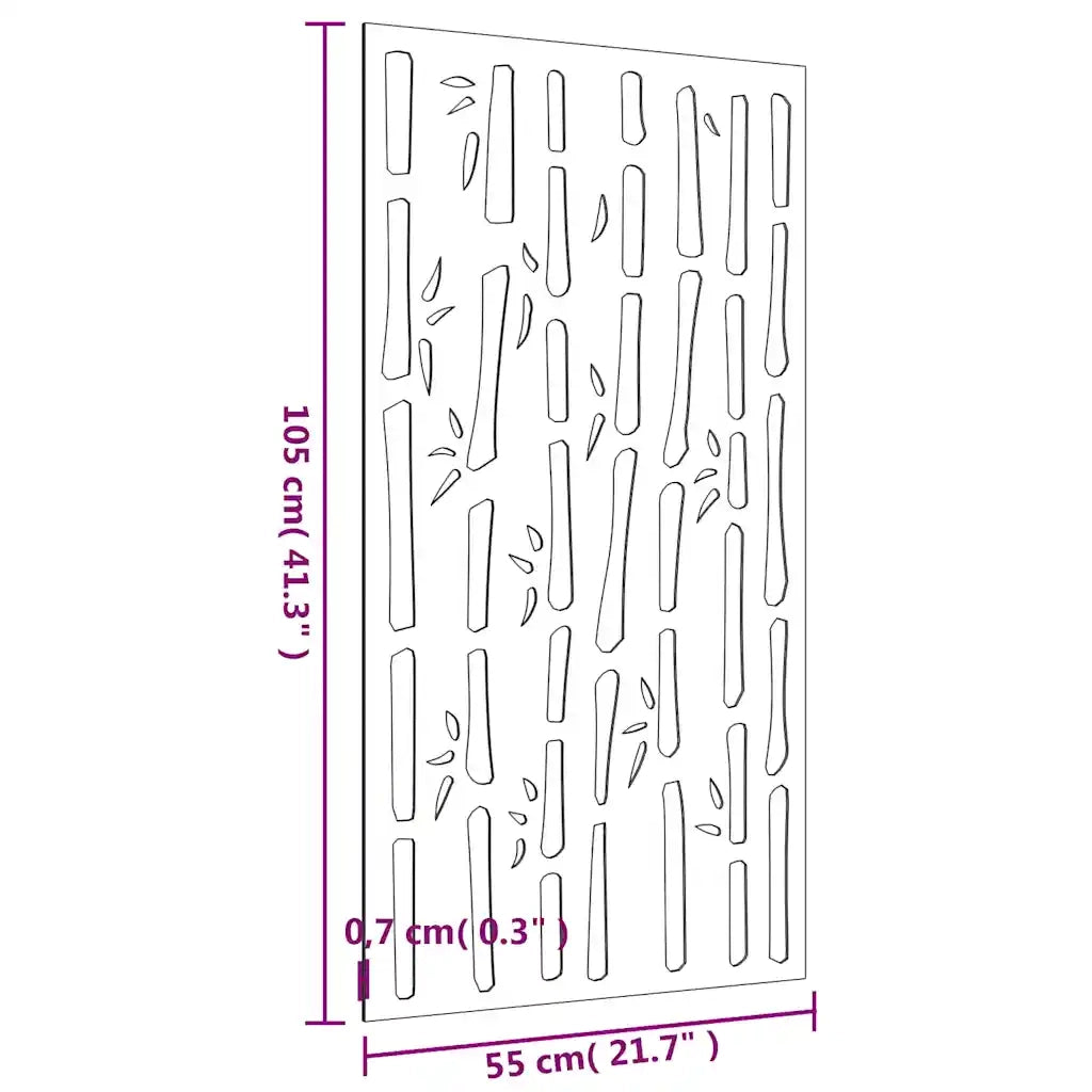 Decorazione Muro da Giardino 105x55 cm Bamb¨´ in Acciaio Corten CFW9636397