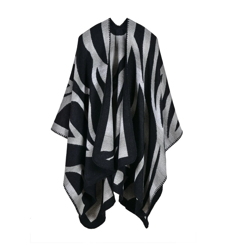 Sciarpa da donna in cashmere sfumato mimetico in stile europeo e americano con spacchi, extra lunga e spessa