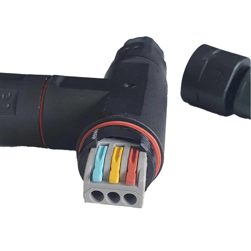 2 Connettori Veloce IP68 Forma T 3 Posti per Cavo Elettrico 6 12mm 150x90x30mm
