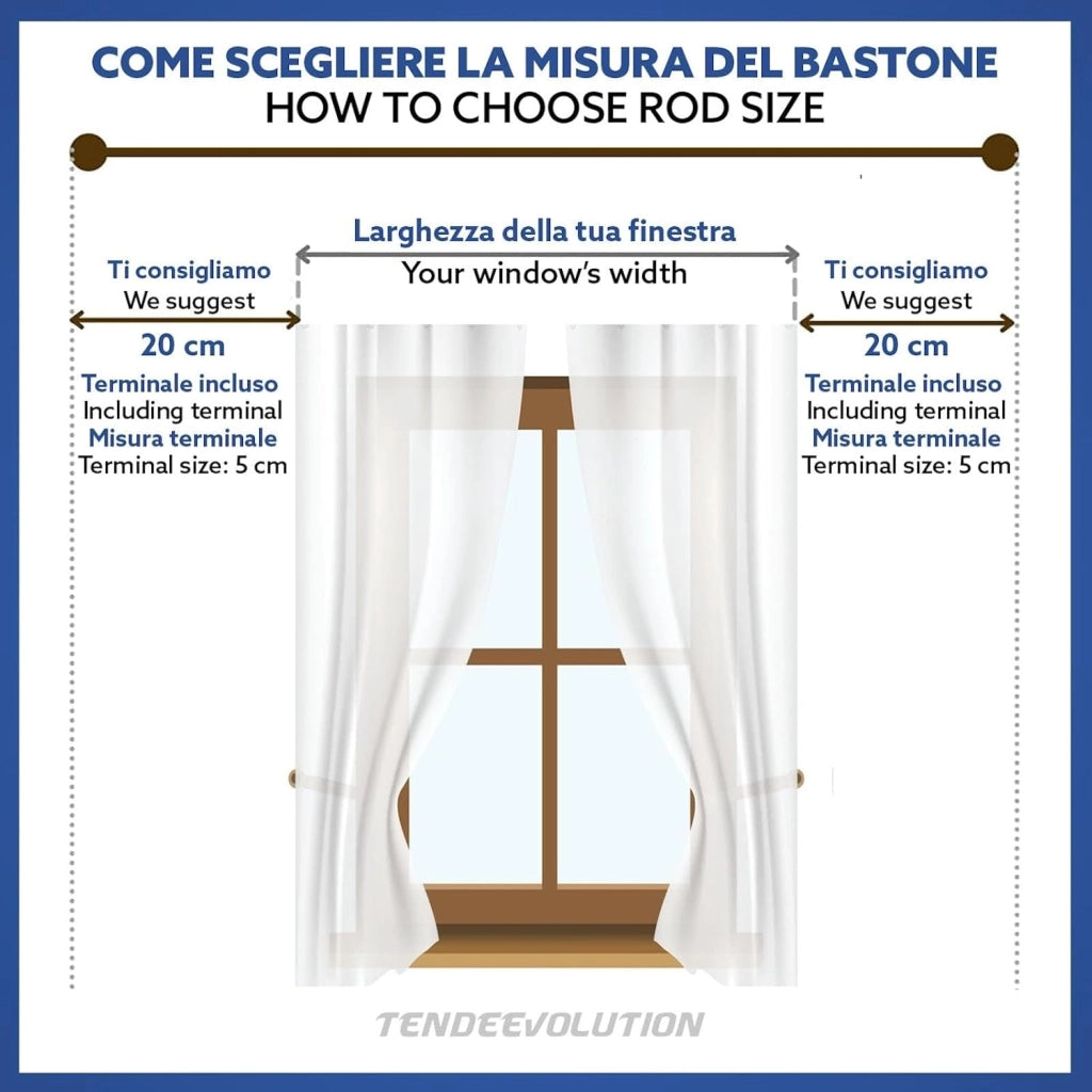 Bastone Tenda in Legno di Alta Qualità, diametro 35 mm a strappo colore noce lunghezza 300 CM