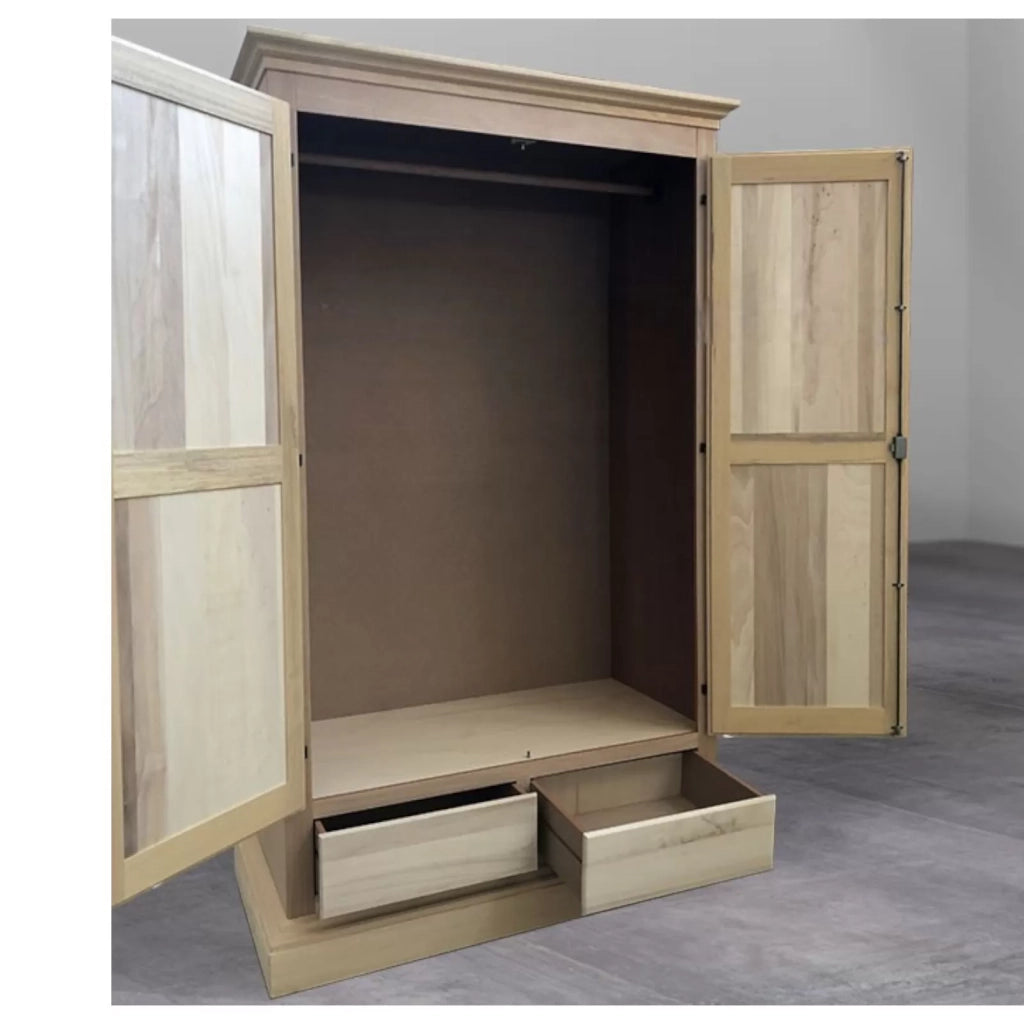 Armadio 2 porte cappello dritto legno grezzo 125x61x200 - Mobili 2G