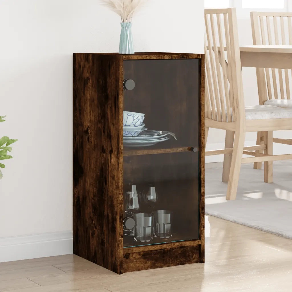 Mobile con Ante in Vetro Rovere Fumo 35x37x75,5 cm CFW7408267
