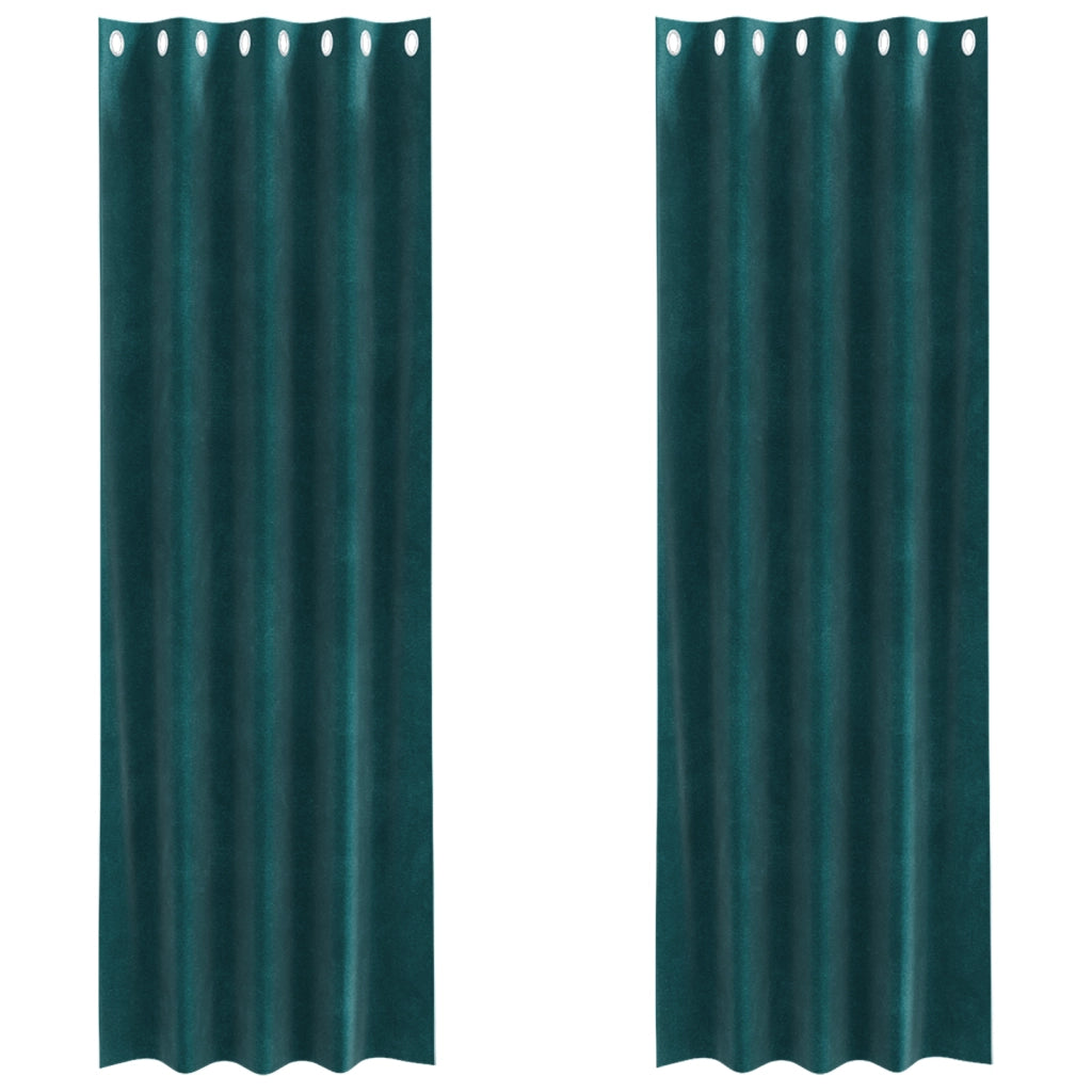 Tende oscuranti  con occhielli 2 pezzi Verde scuro in velluto