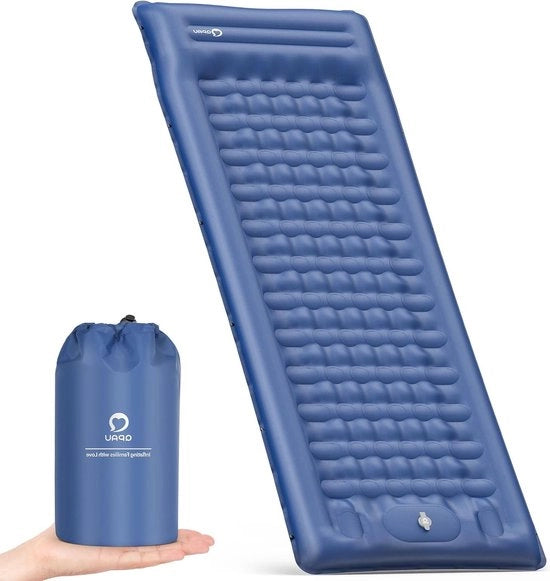 Matrimoniale Sdraioline per Campeggio - 10 cm di Densità Extra - 176 x 76 cm - Supporto Migliorato con Pompa a Pedali Integrata - Blu