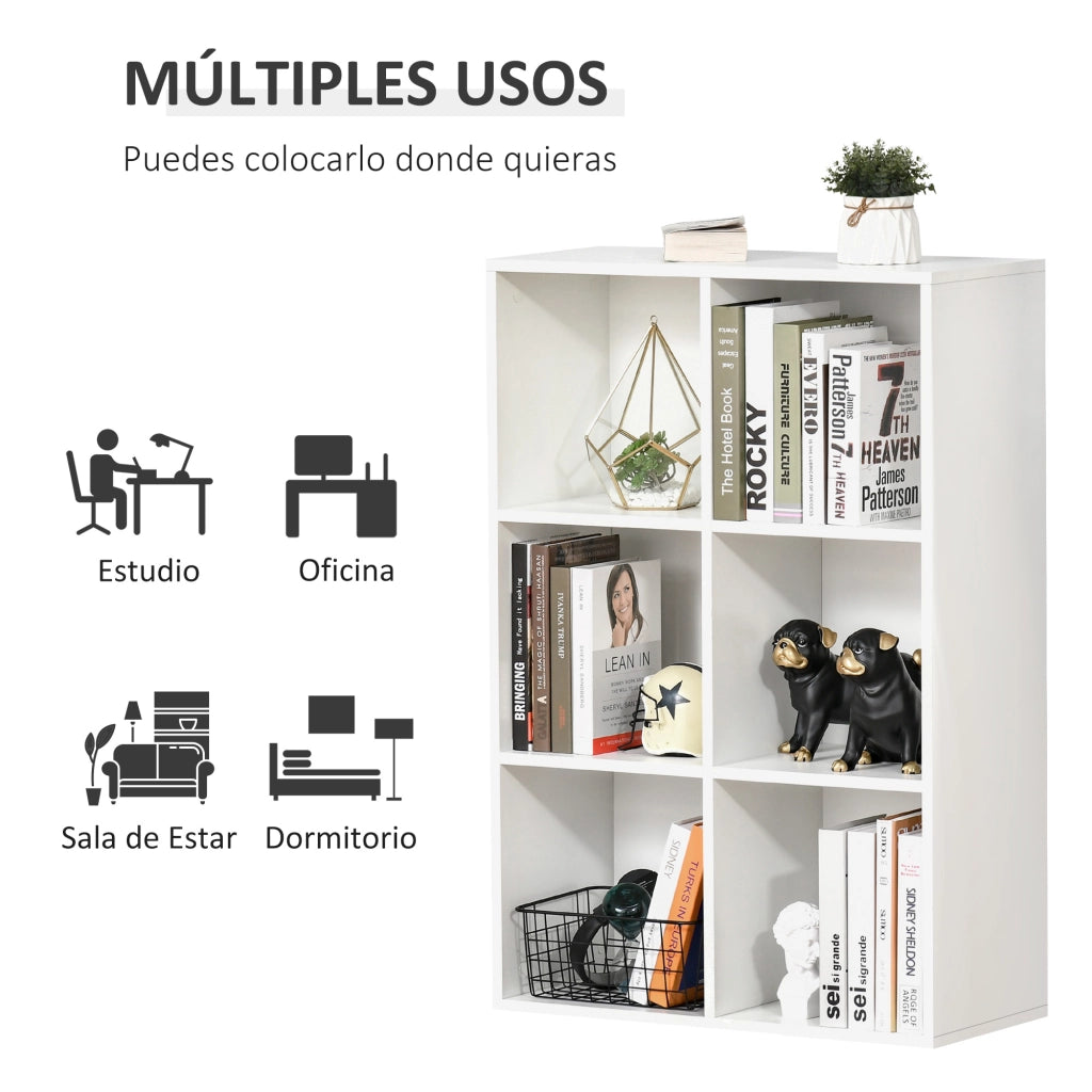 Libreria 3 Livelli con 6 Cubi ¨C Xylo ¨C Legno Bianco 65,5x30x97,5 cm