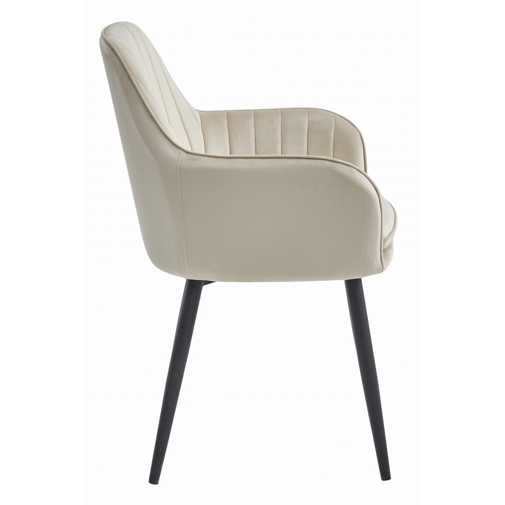 Poltroncina Lugo in velluto beige e gambe nere