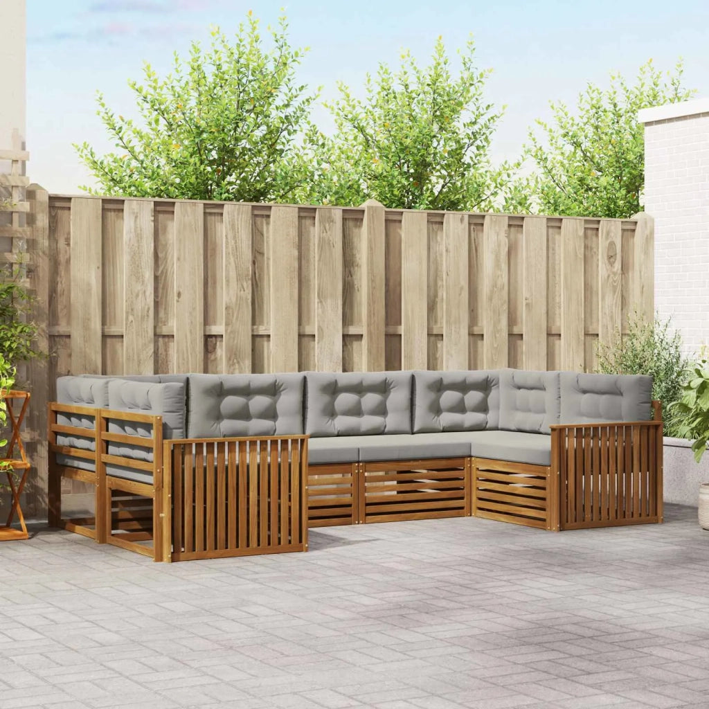 Set di divani da esterno 6 pcs Grigio Naturale e Chiaro 3374016