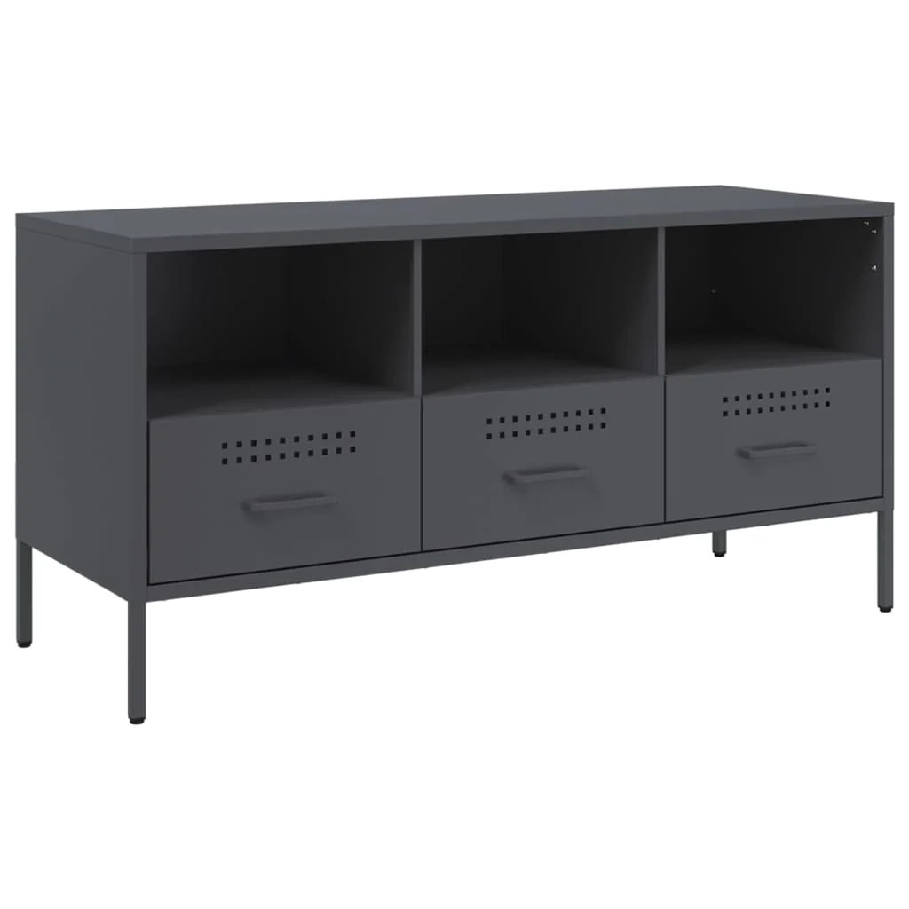 Mobile TV multimediale scaffale TV credenza mobile TV sala da pranzo soggiorno camera da letto antracite 100,5 x 39 x 50,5 cm acciaio antracite 02_0026381