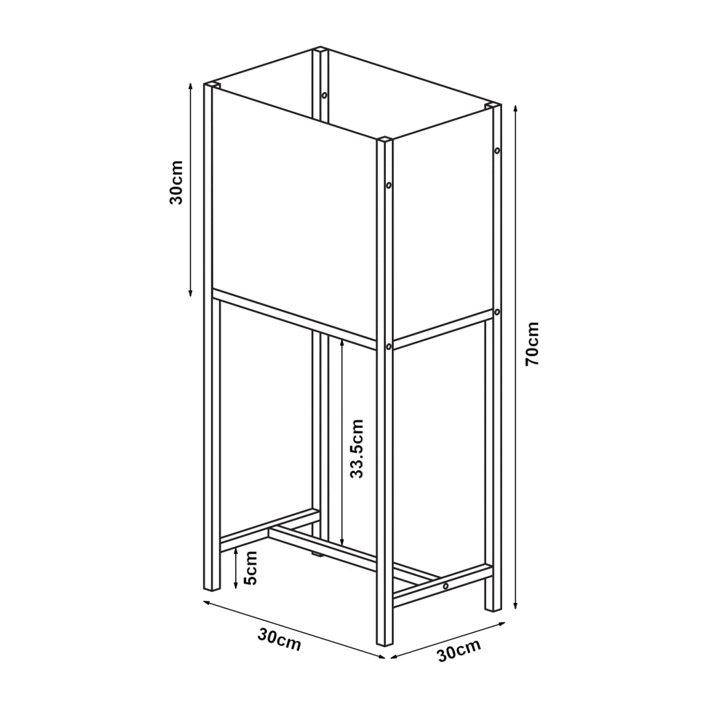 Supporto per piante con fioriera integrata metallo 70 x 30 x 30 cm nero 03_0010712