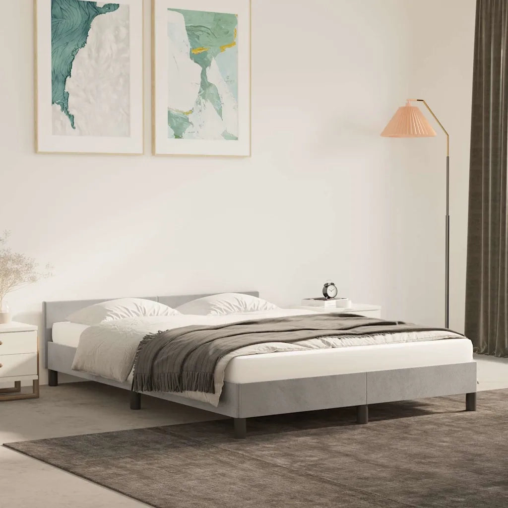 Giroletto senza Materasso-Struttura Letto Grigio Chiaro 140x200 cm Velluto 861934