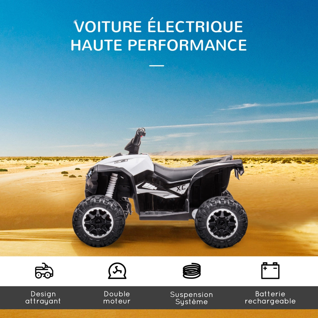 Quad Buggy Elettrico Bambini 12V ¨C Zephmum ¨C Nero Bianco
