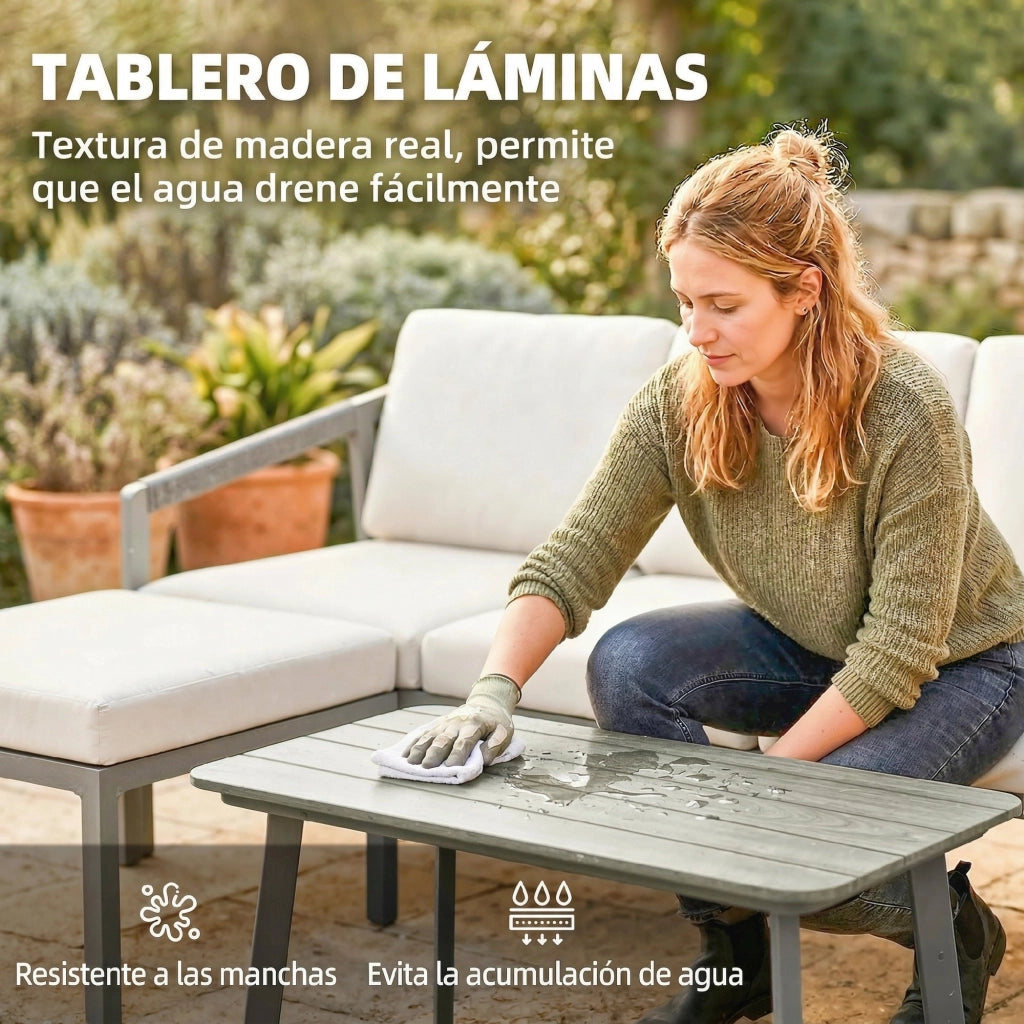 Set Giardino 3 Pezzi con Divano 3 Posti, Poggiapiedi, Tavolino e Cuscini ¨C zephmum ¨C Marrone e Beige