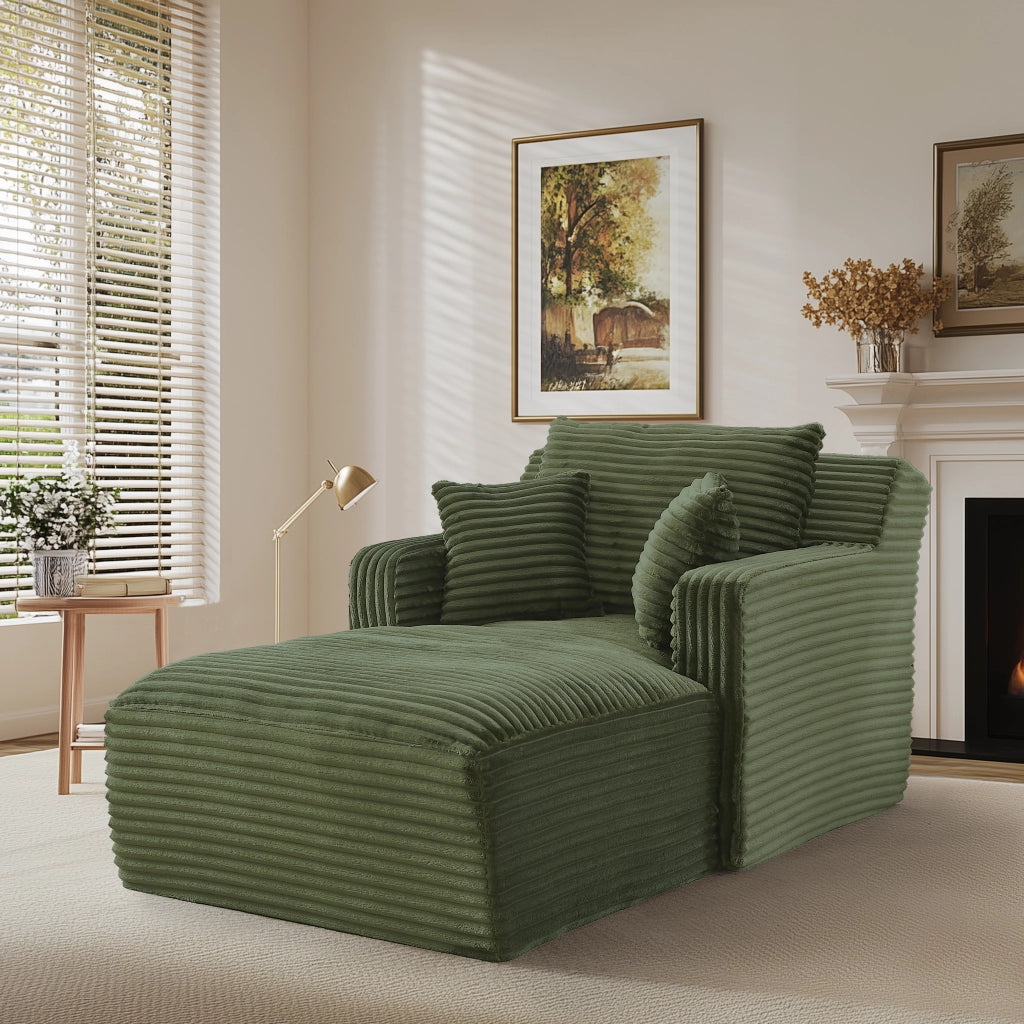 DIVANO Chaise longue in velluto a coste verde
