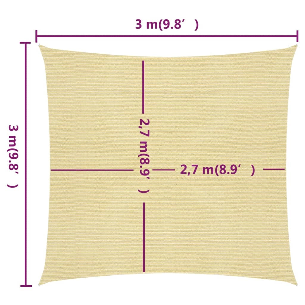 Vela ombreggiante/ombrellone 160 g/m² 3 x 3 m HDPE beige 02_0008967