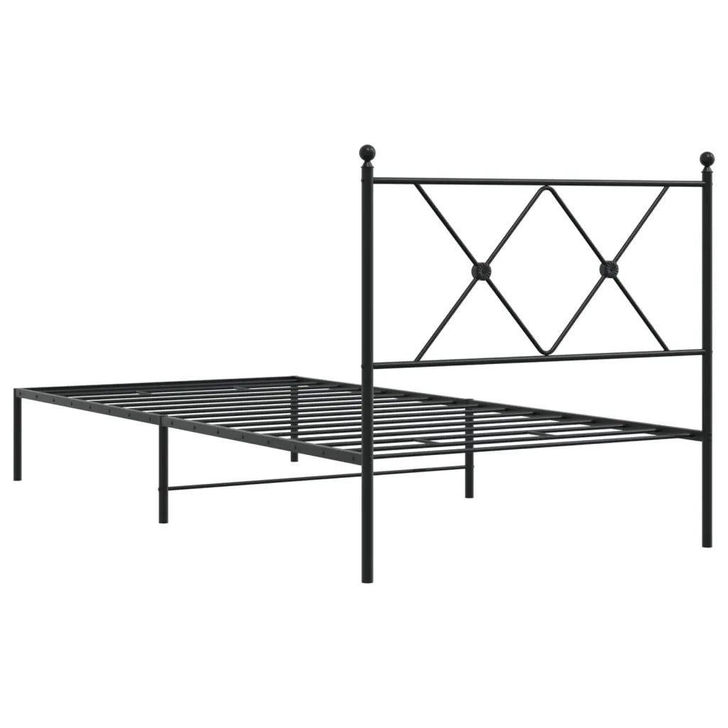 Giroletto con Testiera-Struttura Letto con testiera in Metallo Nero 90x190 cm 203973