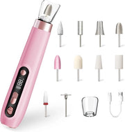 Kit Manicure e Pedicure Senza Fili - 10 Velocità, Trapano a Batteria con LED - Rosa