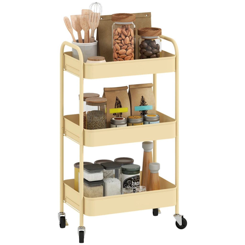 Carrello Portautensili da Cucina 3 Livelli ¨C zephmum ¨C 45x30.6x79 cm Giallo