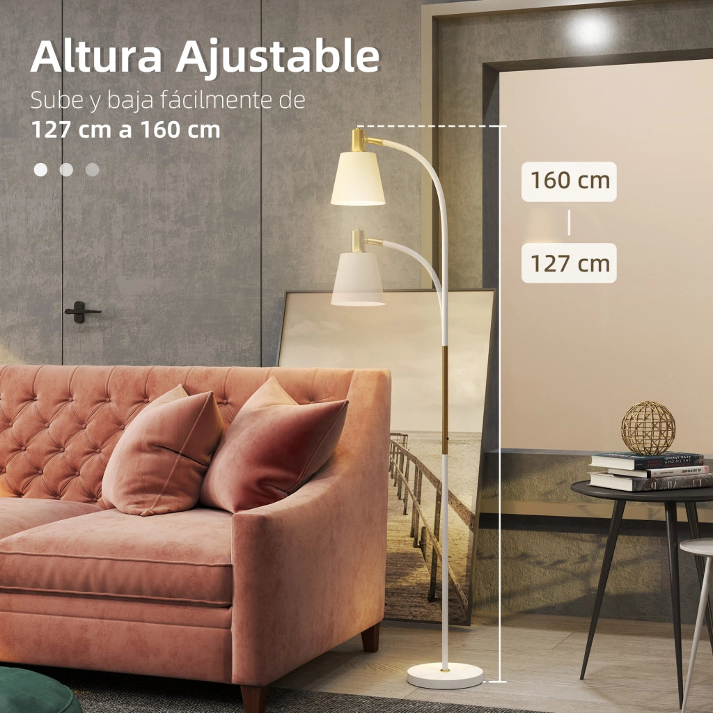 Lampada da Terra LED Regolabile ¨C Xylo ¨C Bianco e Oro 49x21x127-160 cm