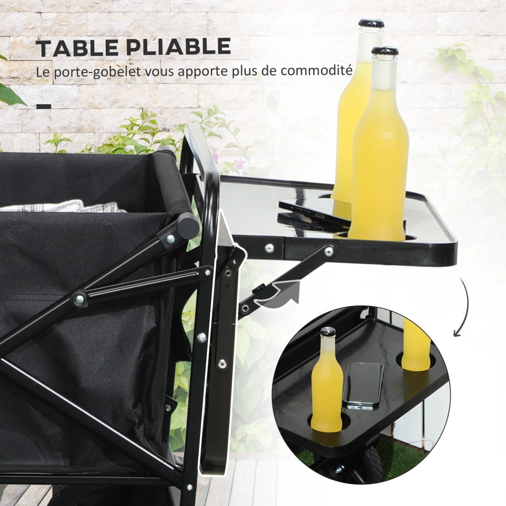 Carrello da Giardino Pieghevole 4 Ruote ¨C zephmum ¨C Nero