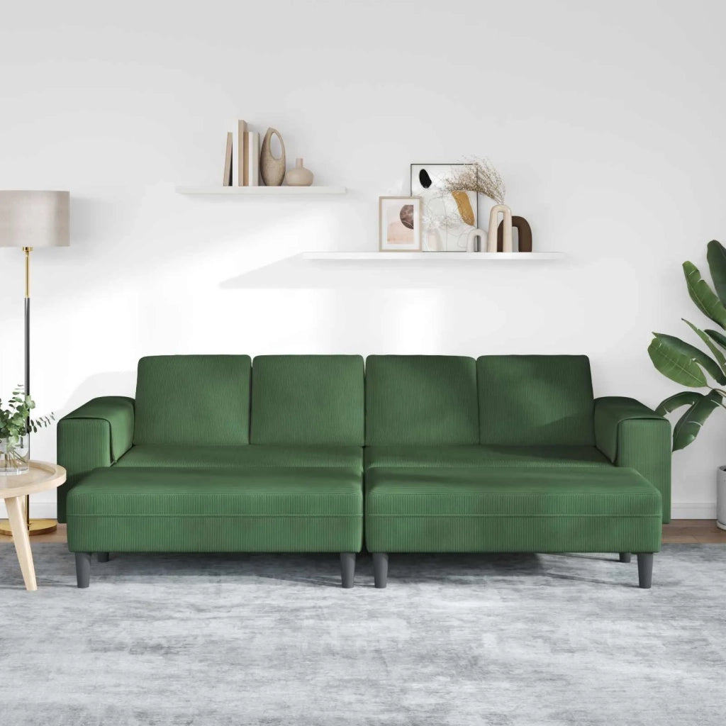 Divano Verde Scuro 250 x 188 x 76 cm Tessuto in Cords 3335136