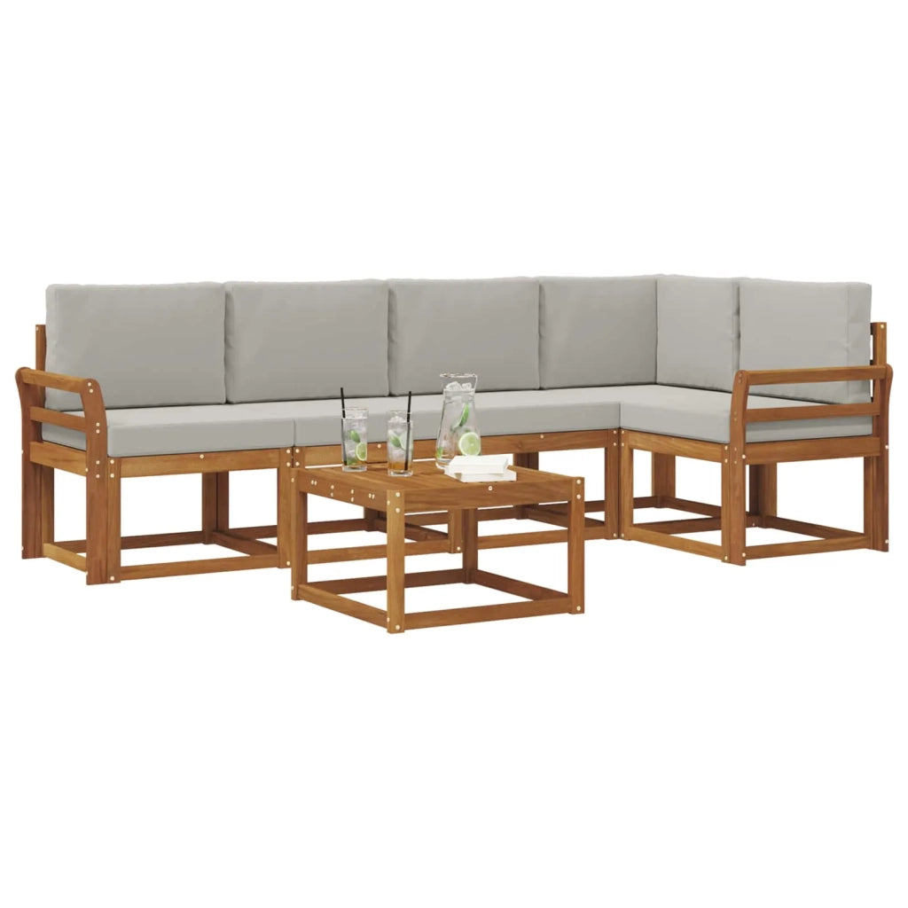 Set di divani da esterno 6 pcs Grigio Naturale e Chiaro