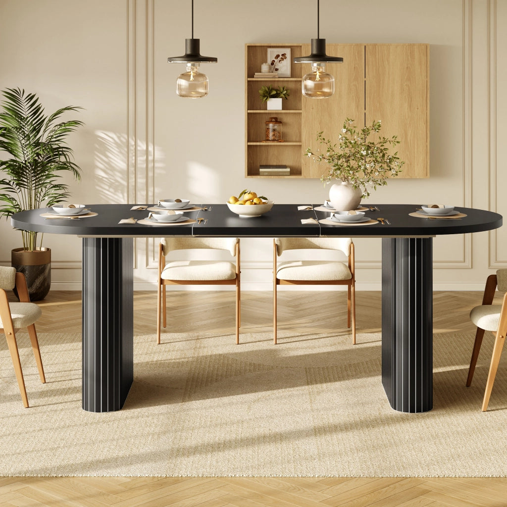 TAVOLO da pranzo allungabile 120-160x80 cm Nero MDF e metallo