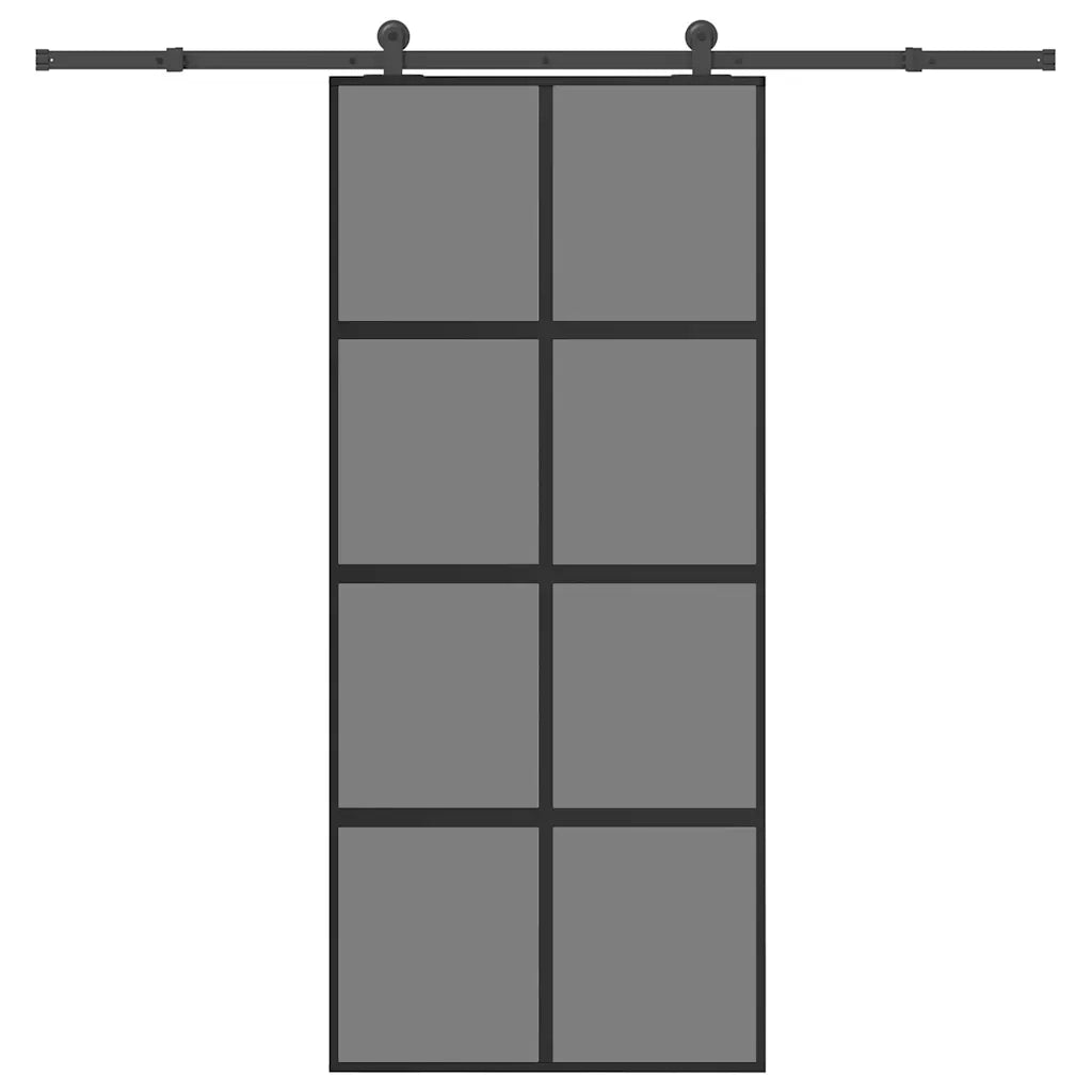 Porta Scorrevole Ferramenta 90x205 cm Vetro Temperato Alluminio