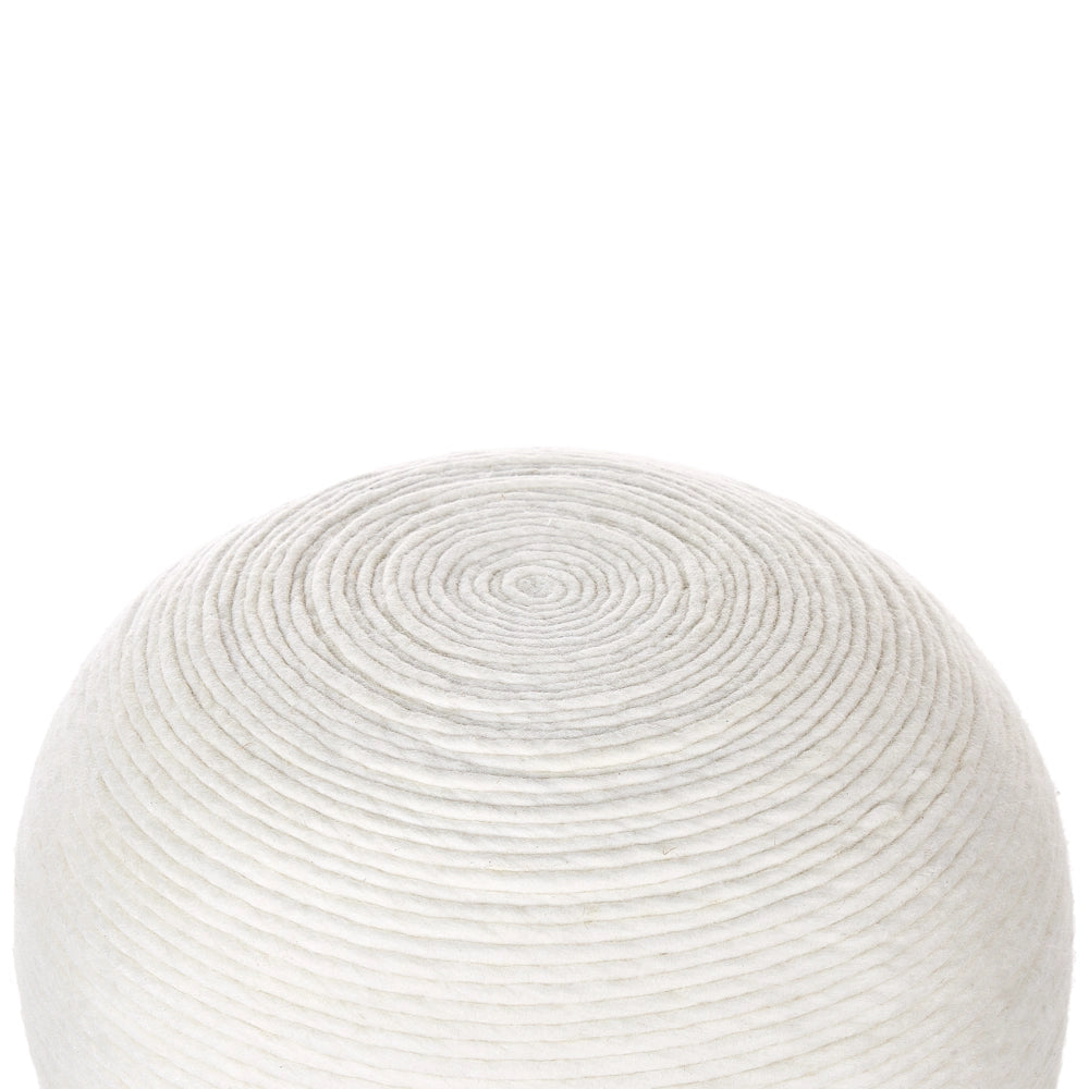 Pouf Bianco Lana EPS Riempimento Rotondo ø 50 cm Ottomano Intrecciato a mano Stile Boho