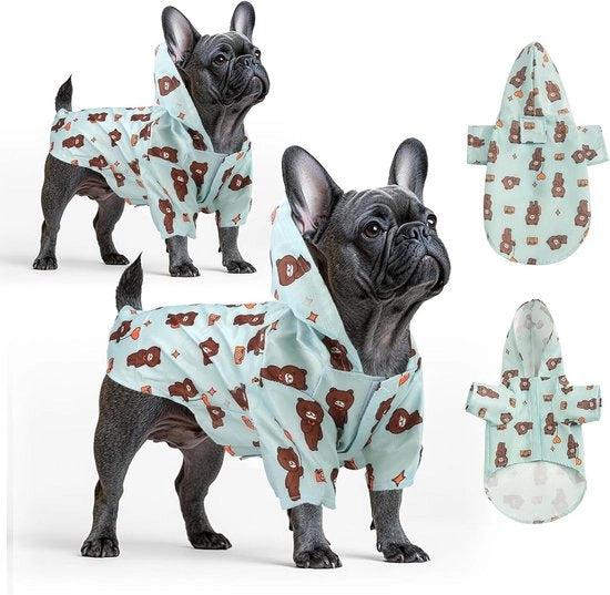 Impermeabili per Cani 2 Pack - Leggeri con Buco per Cinturino e Cappuccio per Cani Piccoli Mediani (Verde M)