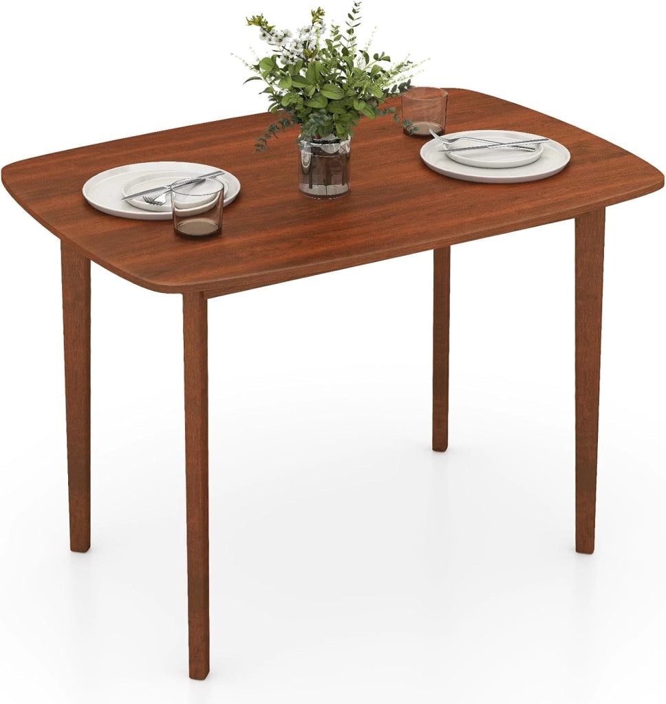 Tavolo da Pranzo in Legno per 2-4 Persone, Tavolo Rettangolare con Gambe in Legno di Gomma, Scrivania in Stile Rustico per Piccoli Spazi in Appartamento, Ufficio Domestico e Soggiorno