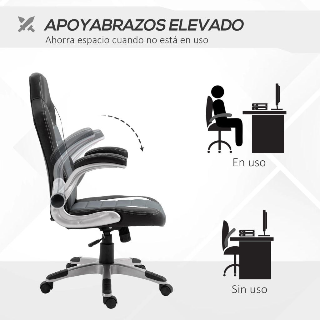Sedia da ufficio regolabile con braccioli ¨C Zephmum ¨C Grigio 65x69x112-122 cm