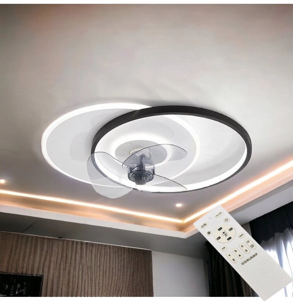 Plafoniera moderna a led con ventilatore da soffitto cambia 3 luci e velocità telecomando dimmerabile