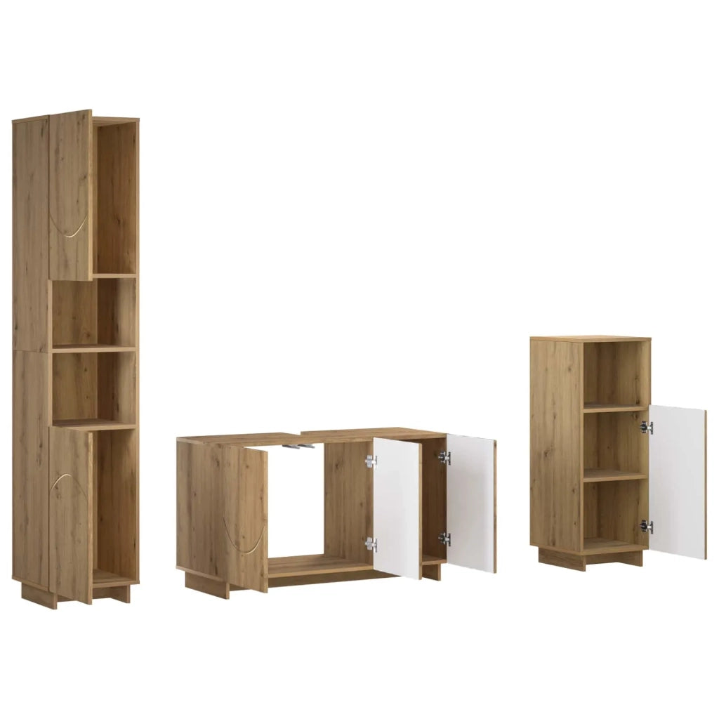 Set mobili da bagno 3 pz Rovere Artigianale 3433063