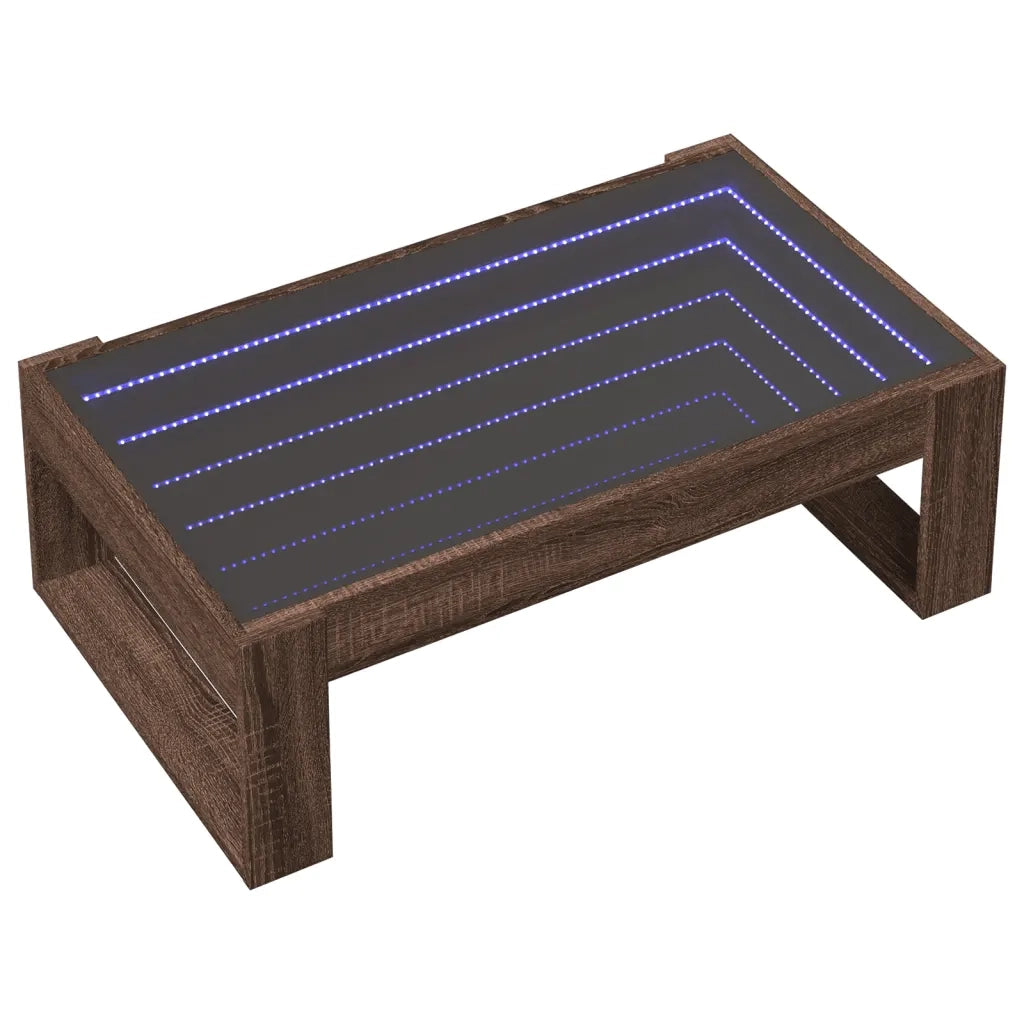 Tavolino da salotto | Tavolino da caff¨¨ | Tavolino da Soggiorno con LED Infinity Rovere Marrone 90x53x30 cm