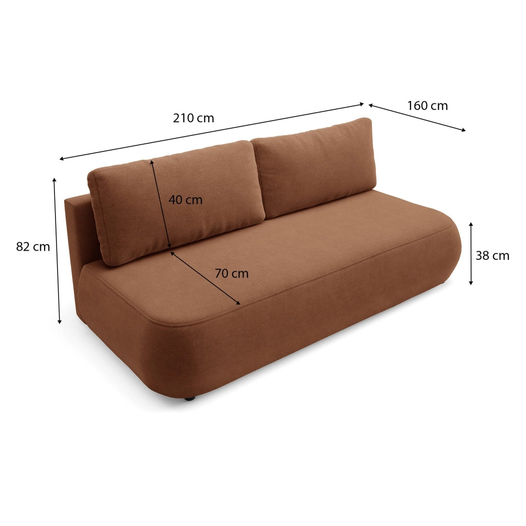 Brugnato, Divano Letto 2 Posti Contenitore, 210x106 cm Arancione