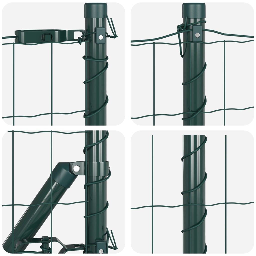 Recinzione Euro con 13 pali a punta 0.4x50 m Acciaio galvanizzato Verde