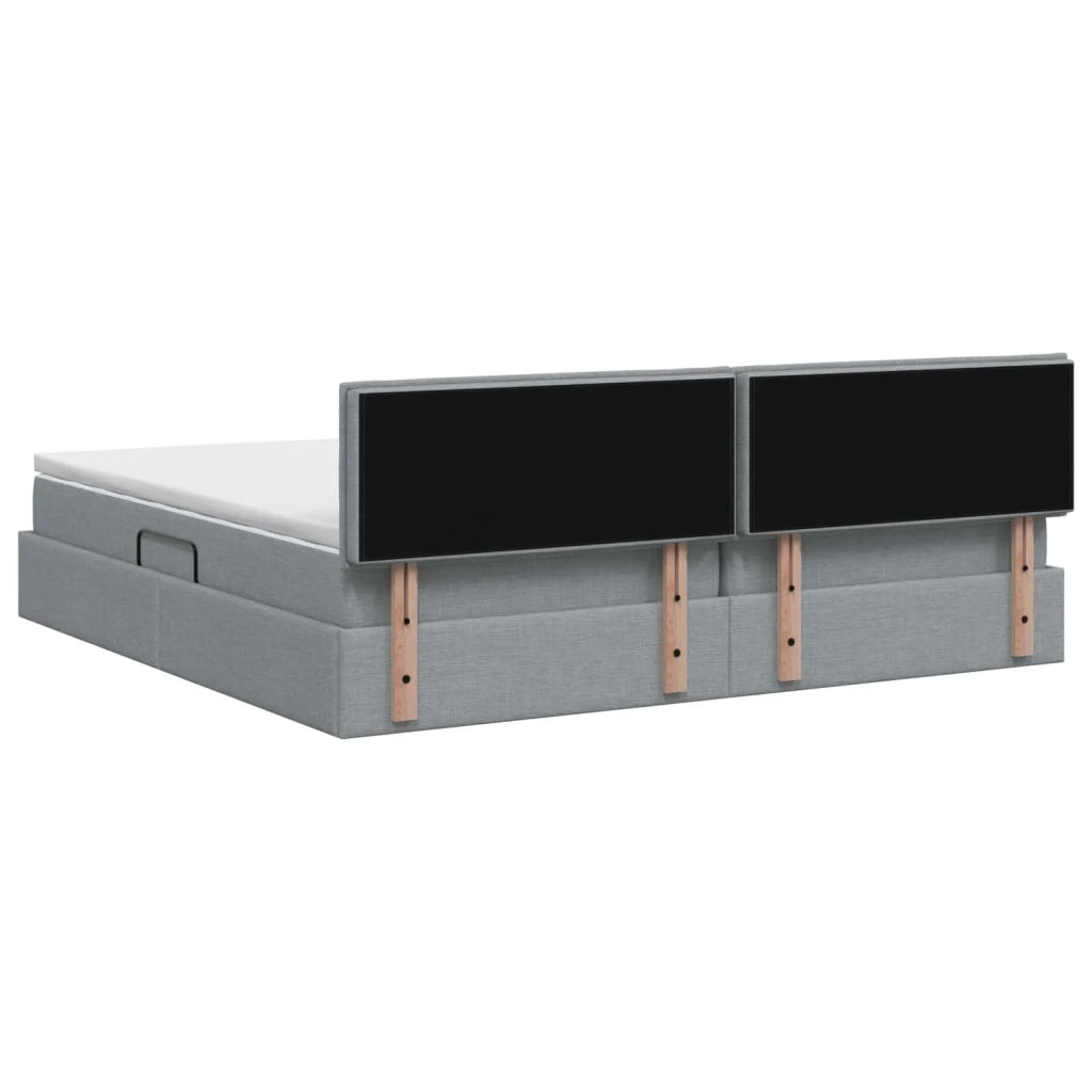 Letto con contenitore e materasso Grigio Chiaro 200 x 200 cm 3458580