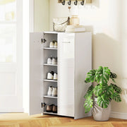 Scarpiera con 3 ripiani regolabili, per ingresso e soggiorno, in legno, bianco lucido, 55 × 36 × 108 cm