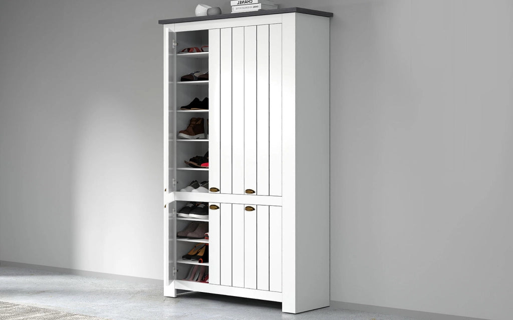 Scarpiera 6 Ante 114x42x200 cm Figo 6A Bianco Opaco/Report Grigio