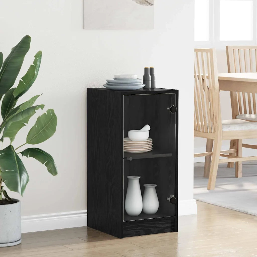 Credenza | Madia | Buffet da pranzo | Armadio da pranzo Rovere nero 35 x 37 x 76 cm Legno multistrato