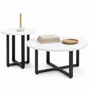 Set 2 Tavolini da Caffè per Soggiorno Bianco Design Moderno Tavolo Salvaspazio