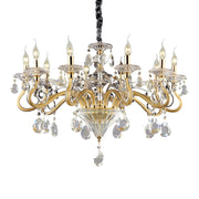 Lampadario Classico Negresco Metallo-Cristallo Oro 10 Luci E14