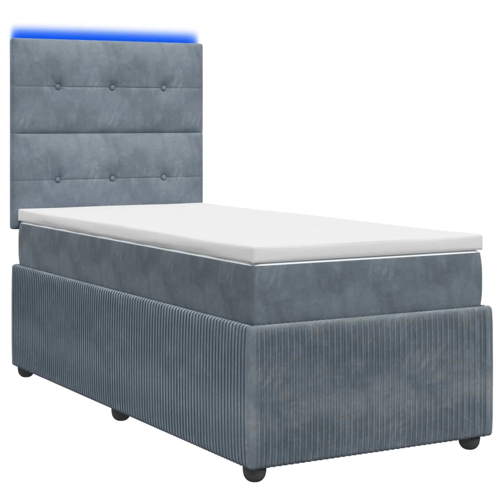 Letto Box Spring LED con Materasso Grigio Scuro 100 x 200 cm 3456012