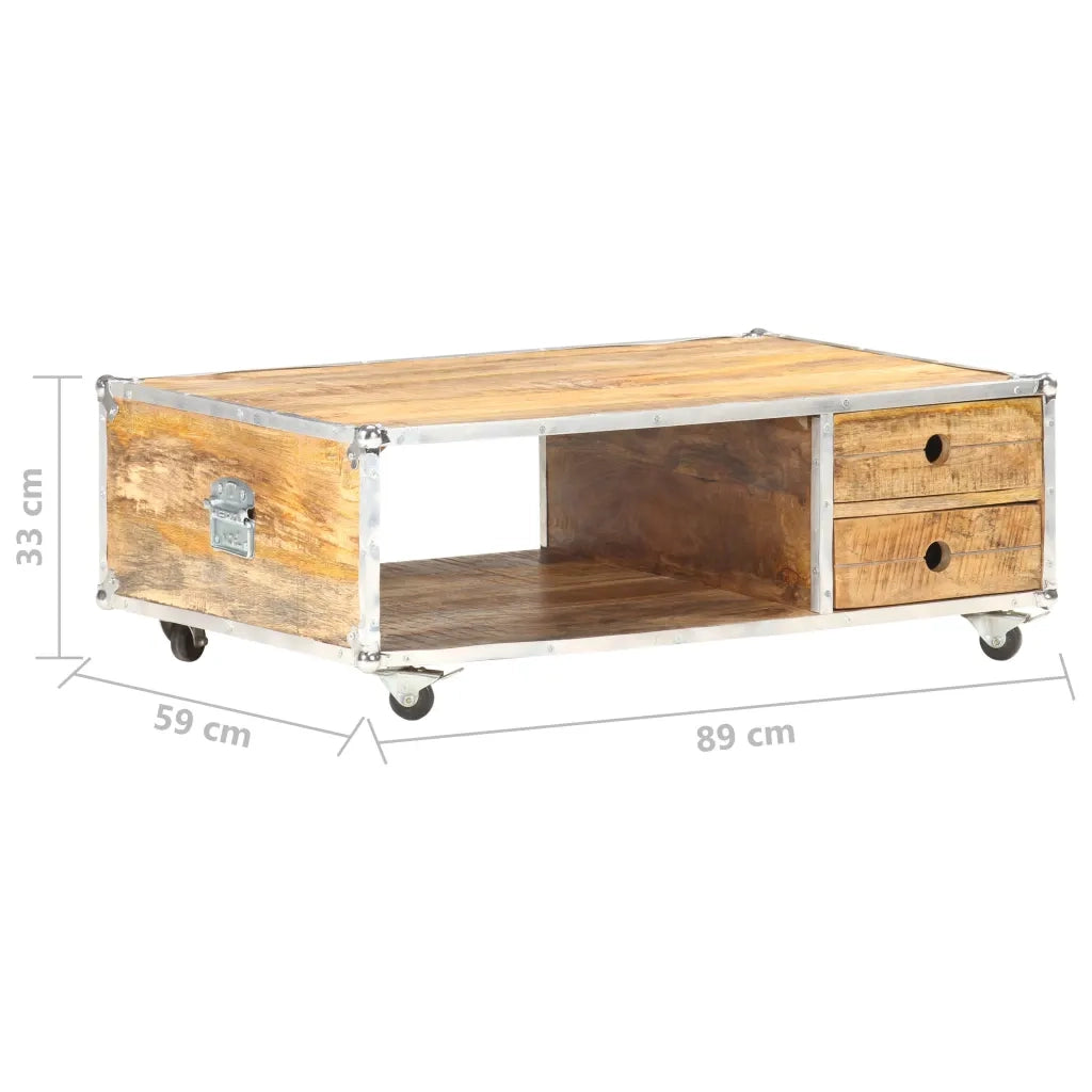 Tavolino da CaffÃ¨ 89x59x33 cm in Massello di Mango Grezzo cod mxl 17067