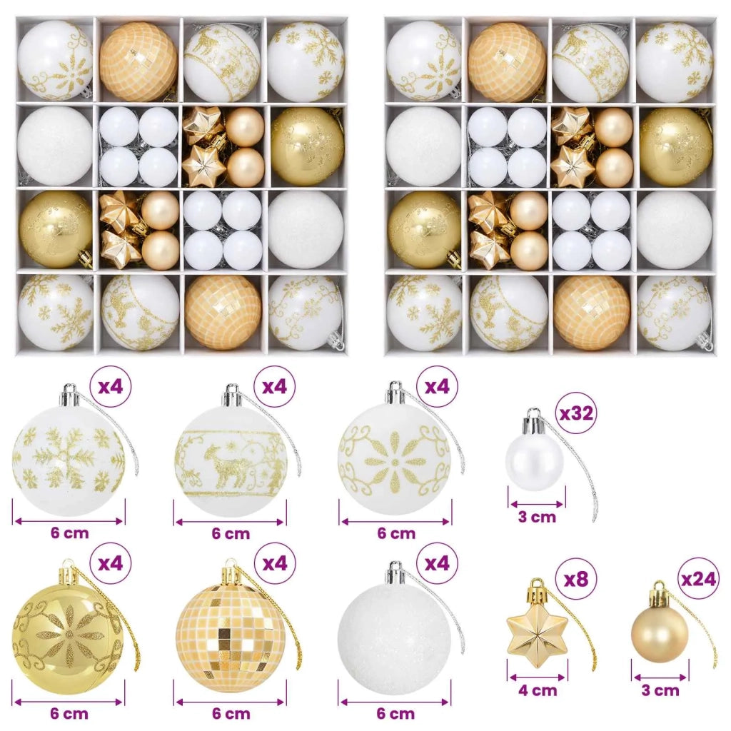 Set di Palline di Natale 88 pz Oro e bianco Ø 6 cm Plastica 42053198