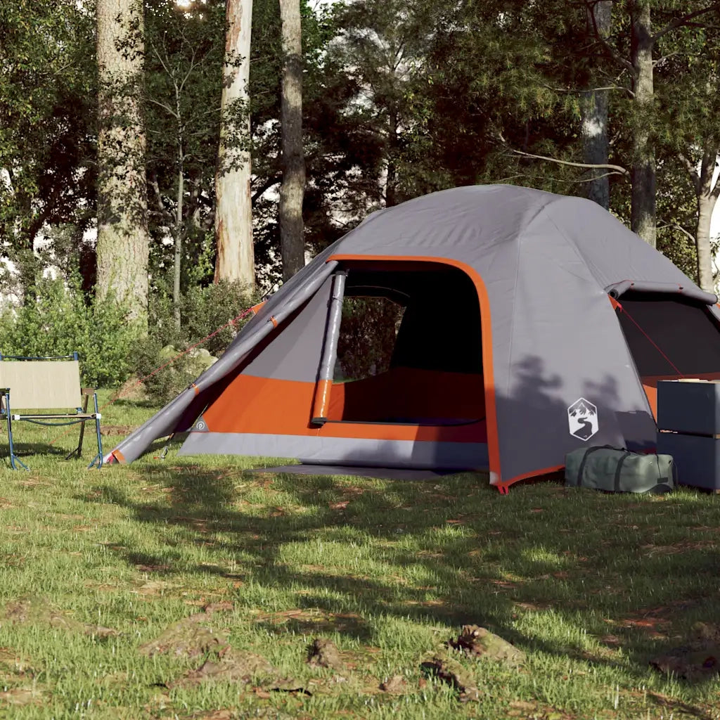 Tenda da Campeggio a Cupola 4 Persone Grigia Impermeabile 94721