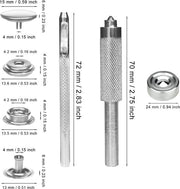 Set di Bottini Metallici con Base di Impugnatura per Pelli, per Abbigliamento non Saldabile, 15mm, per Pelli e Tessuti, con Finestra di Impugnatura, in Metallo, con Aspetto Lavorato, in Argento